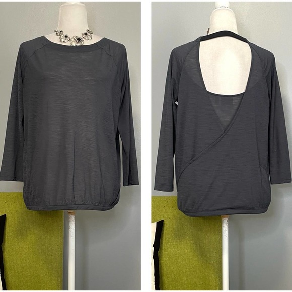 Athleta Gray Clarity Open Back Wrap Long Sleeve Top - Picture 1 of 6